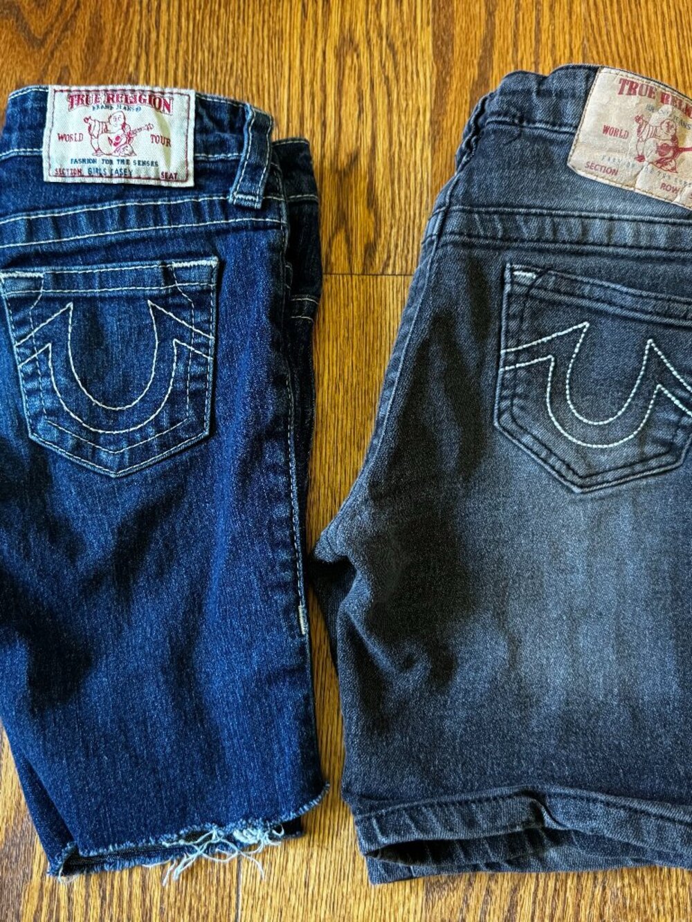True Religion Girls Size 7 8 Denim Jorts Shorts Lot Y2K Horseshoe